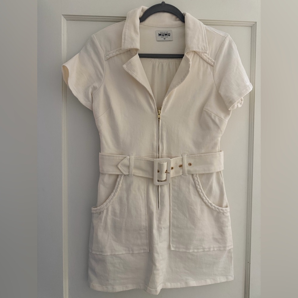 Show Me Your MuMu Cream Denim Dress
